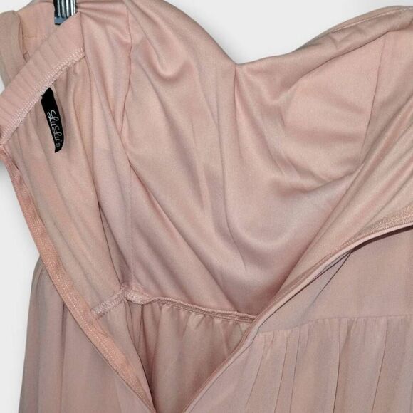 Lulus Maxi Gown Sz M Royal Engagement Strapless Blush Pink Dress Wedding Glamour - Picture 10 of 15